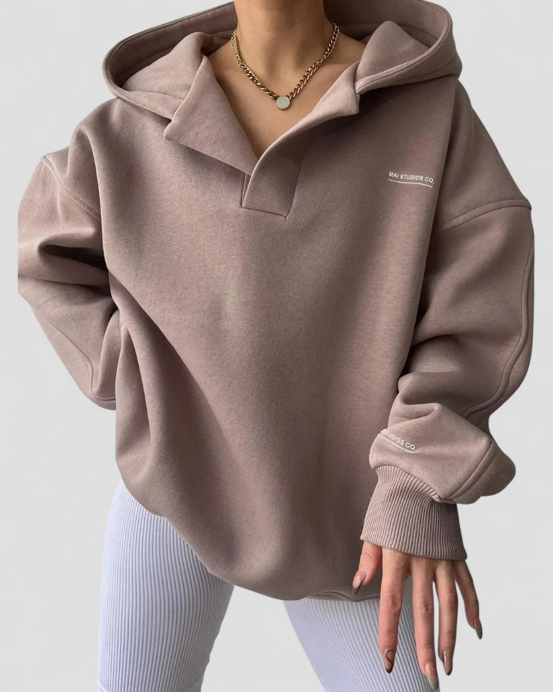 VogeLuxe | Women’s V-neck Hooded Pullover