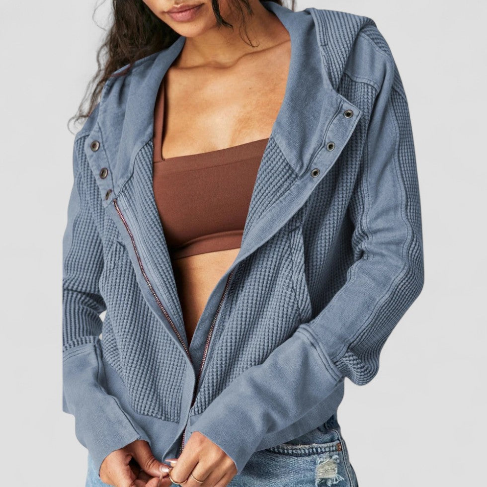 VogeLuxe | Women’s Waffle Full Zip Hoodie