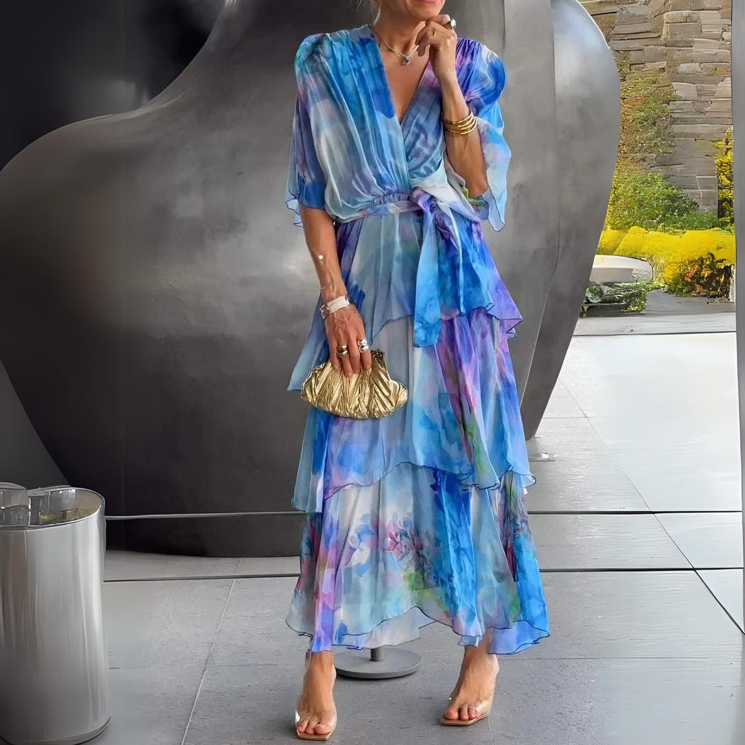 Classic V-Neck Party Dress for Women - VogeLuxe