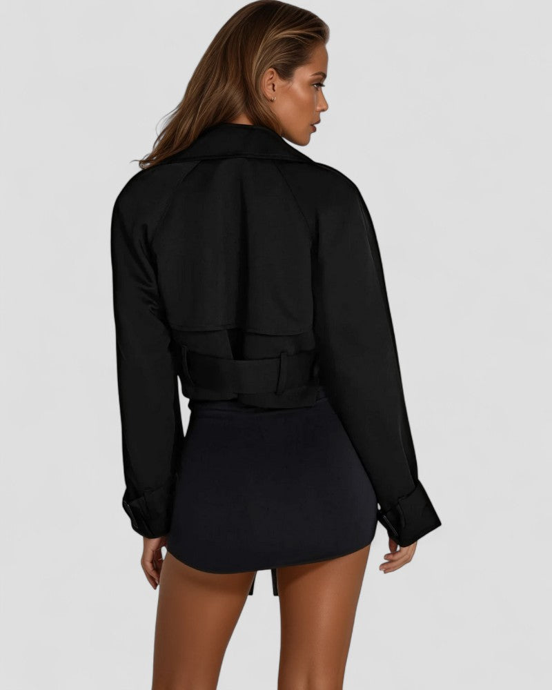 VogeLuxe | Women’s Cropped Double-Breasted Trench Coat