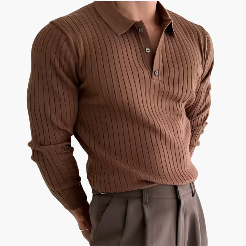 Men's Slim Fit Long Sleeve Polo Shirt