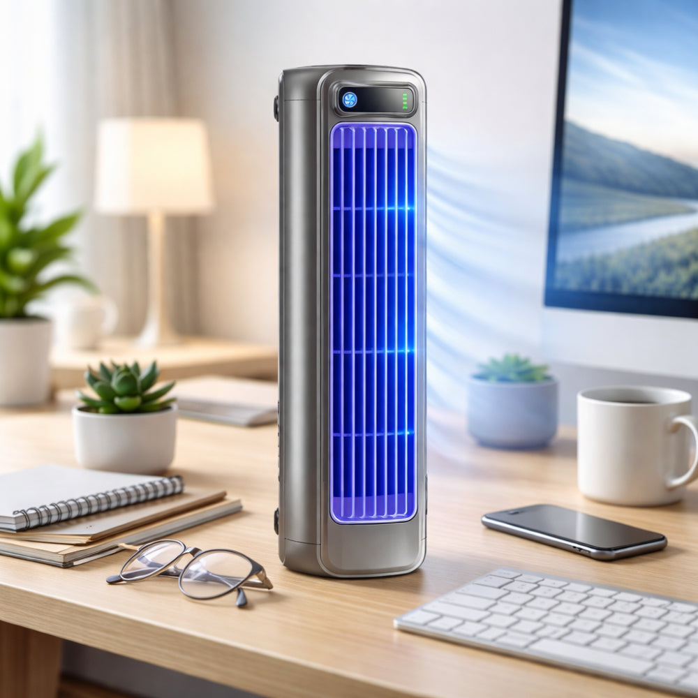 Compact Space Saving Tower Desk Fan - VogeLuxe