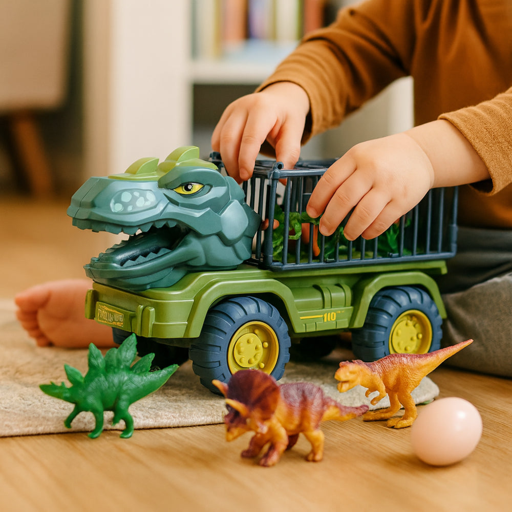 Fun Dino Action Figure Play Set With Trucks - VogeLuxe