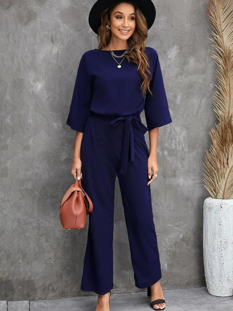 Elegant Ladies' Belted Maxi Romper