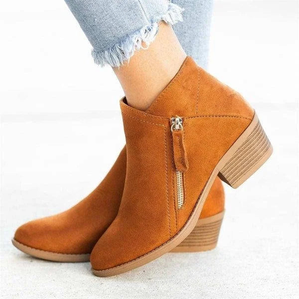 VogeLuxe | Women’s Low Profile Suede Finish Ankle Booties