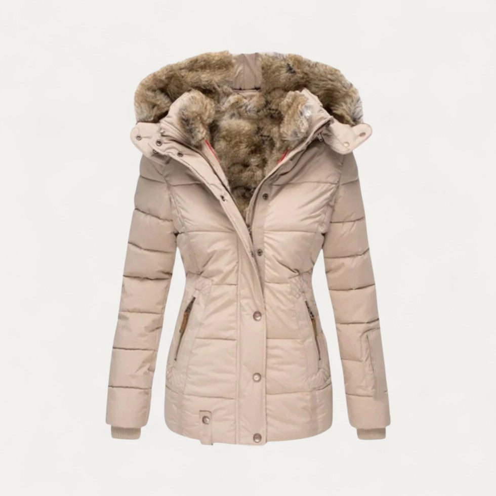 Faux Fur Lined Puffer Jacket with Hood for Women 5
