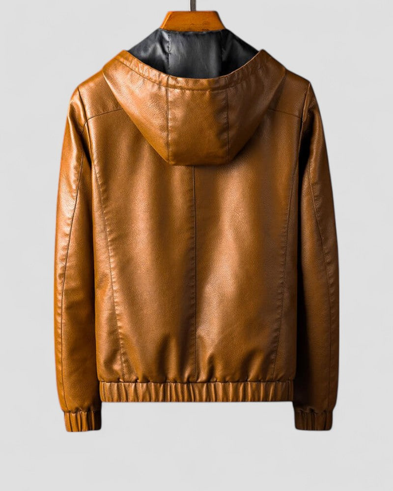 VogeLuxe | Men’s Casual Faux Leather Hoodie