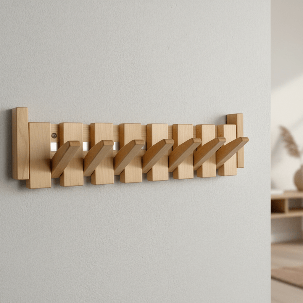 Traditional Wood Hall Tree Coat Rack Hooks