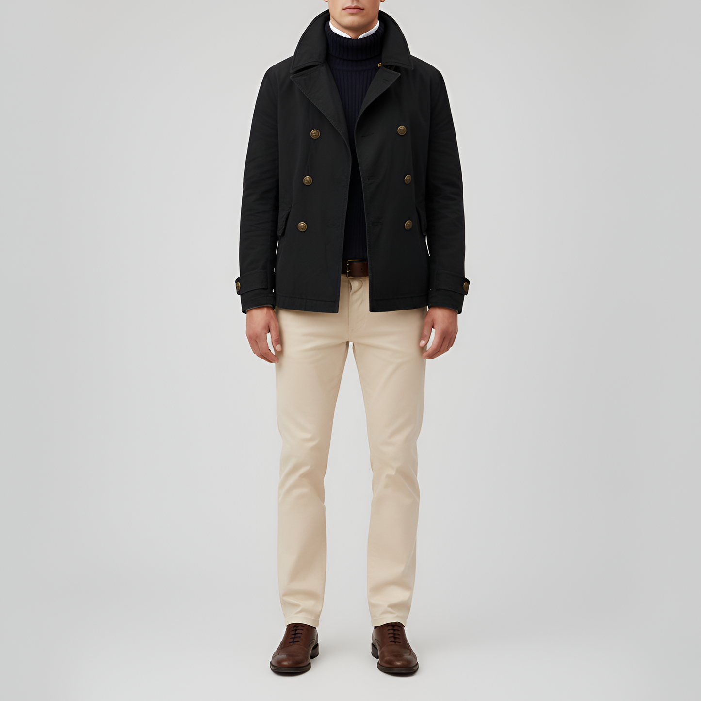 Stylish Men's Double Breasted Short Winter Coat