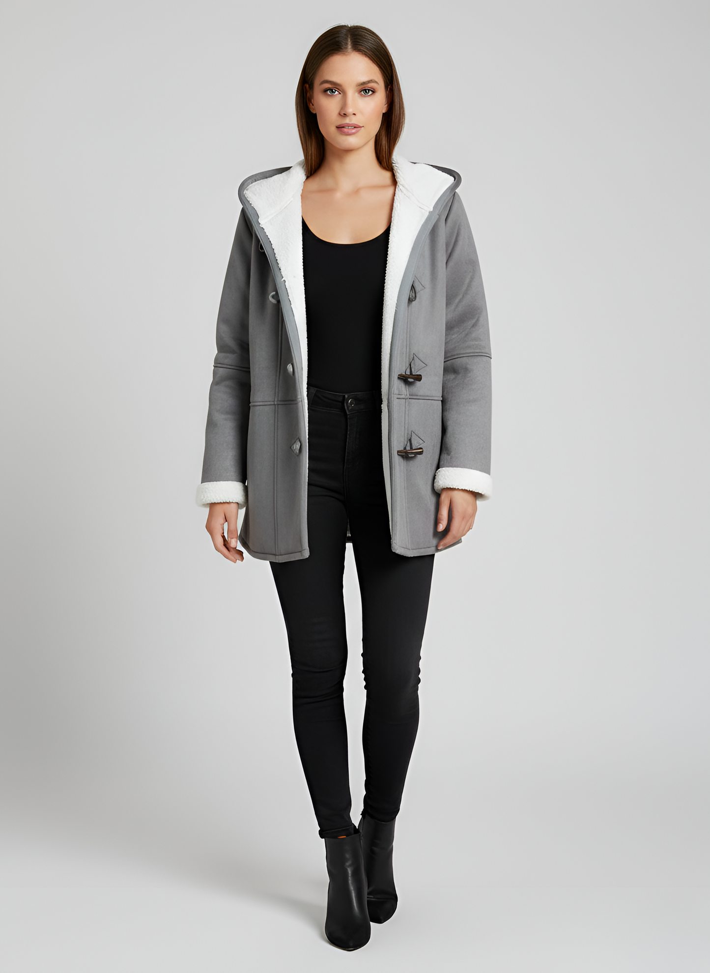 Luxe Women's Parka Coat with Hood in Faux Shearling Lining