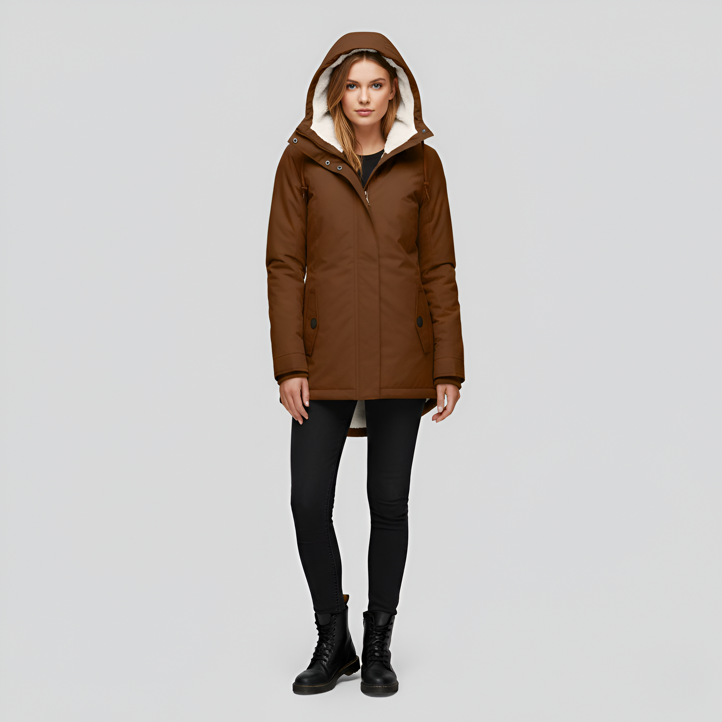 Donna Parka Invernale Calda con Cappuccio e Fodera Morbida