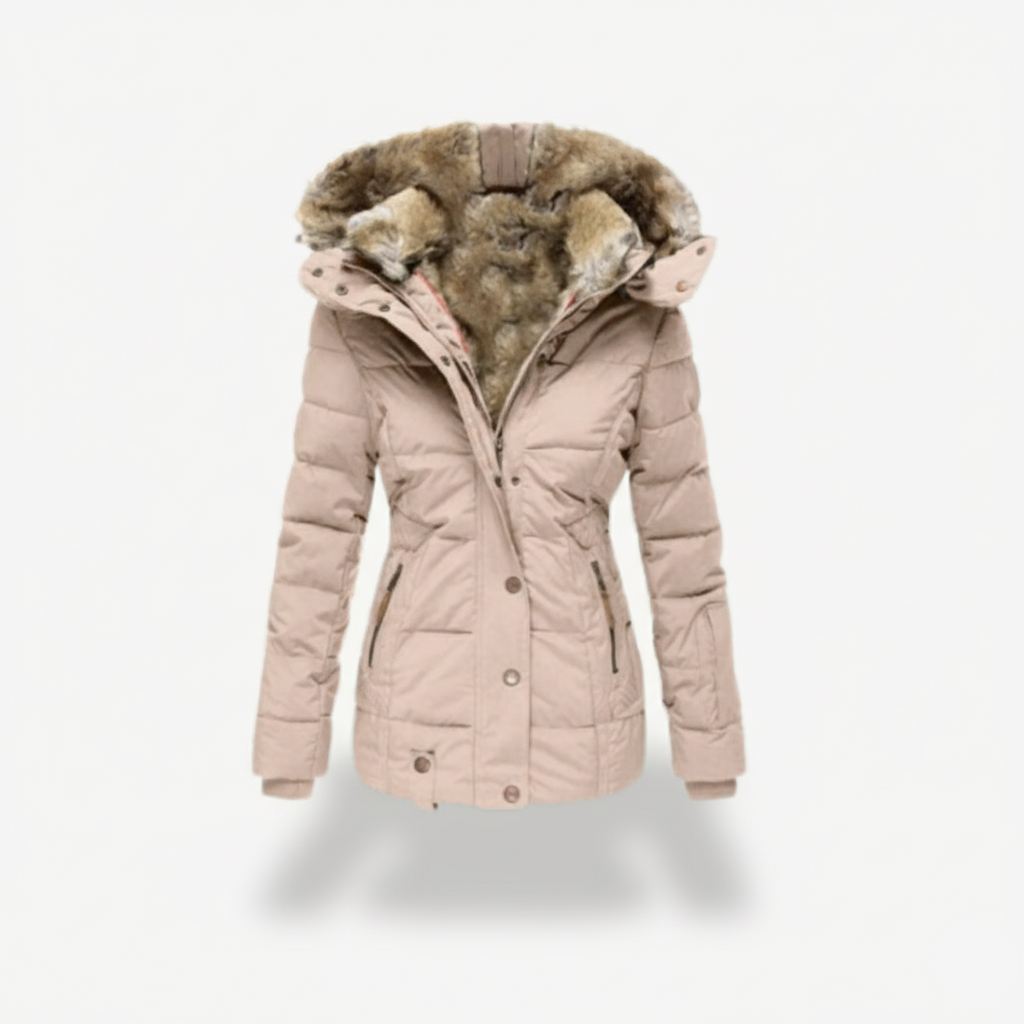 VogeLuxe | Women’s Fur Collar Hooded Winter Coat