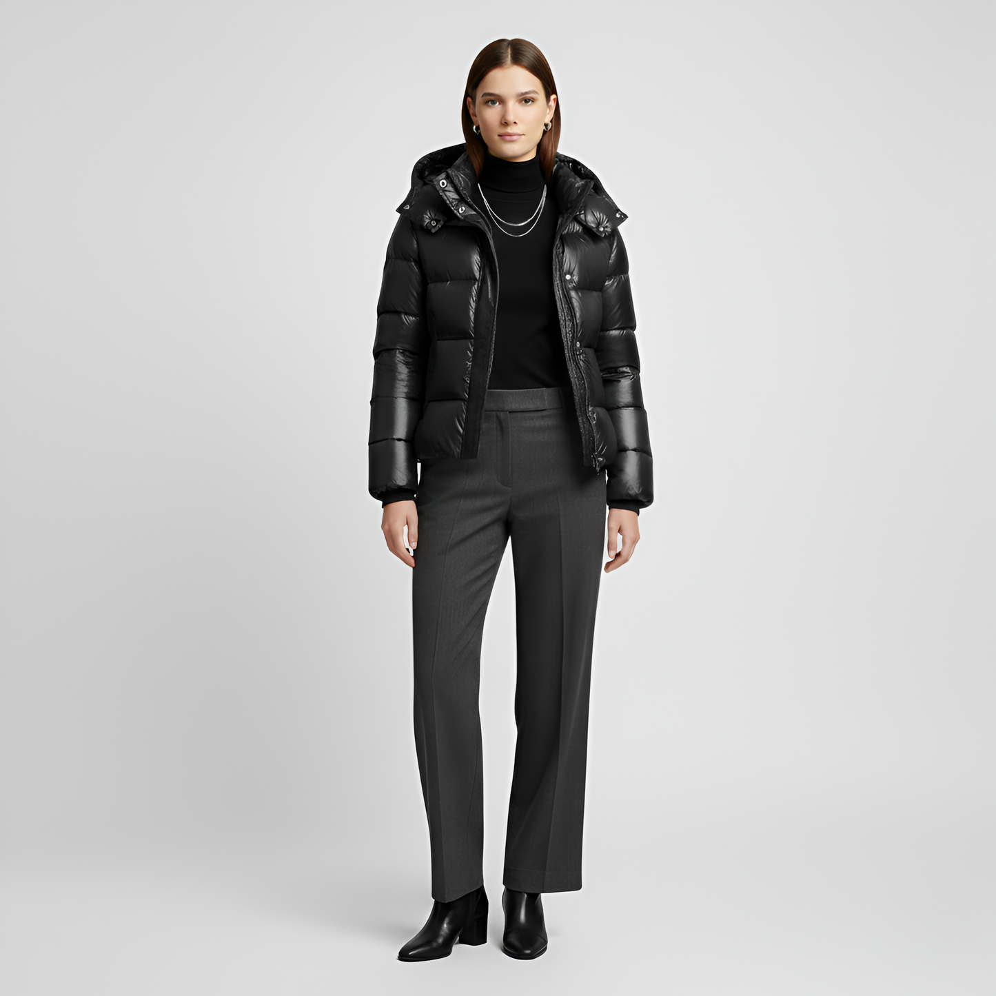 Donna Piumino Cappuccio Inverno Caldo Giacca