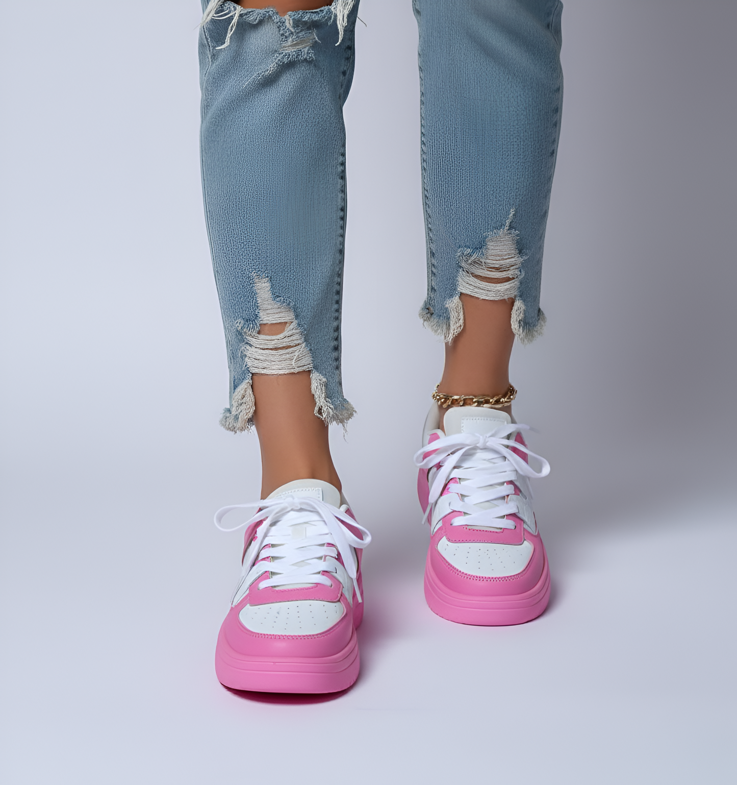 Comfortable Women's Synthetic Leather Breathable Sneakers