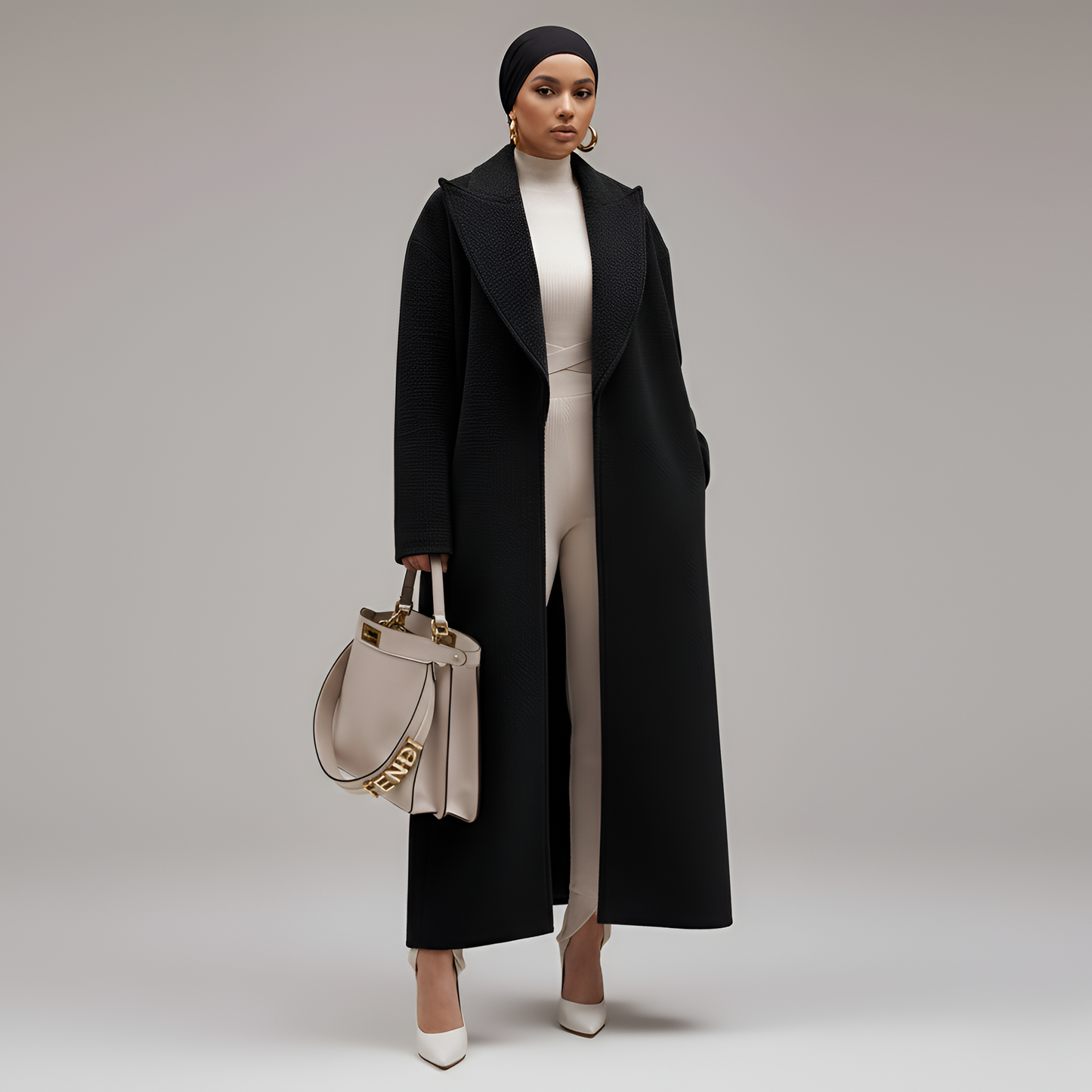 Women's Long Wool Blend Coat Elegant Design