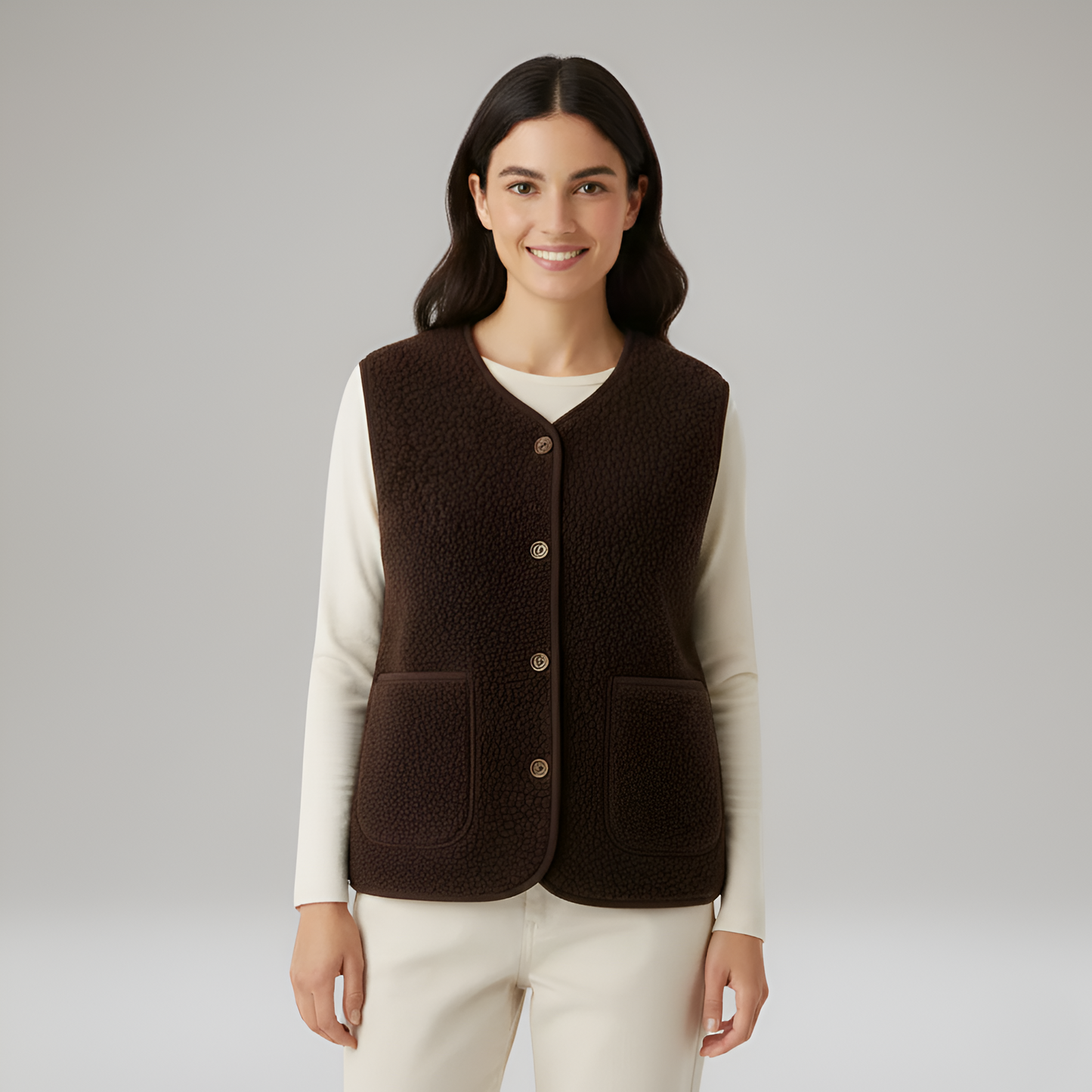 Soft Women's Padded Gilet with Buttons