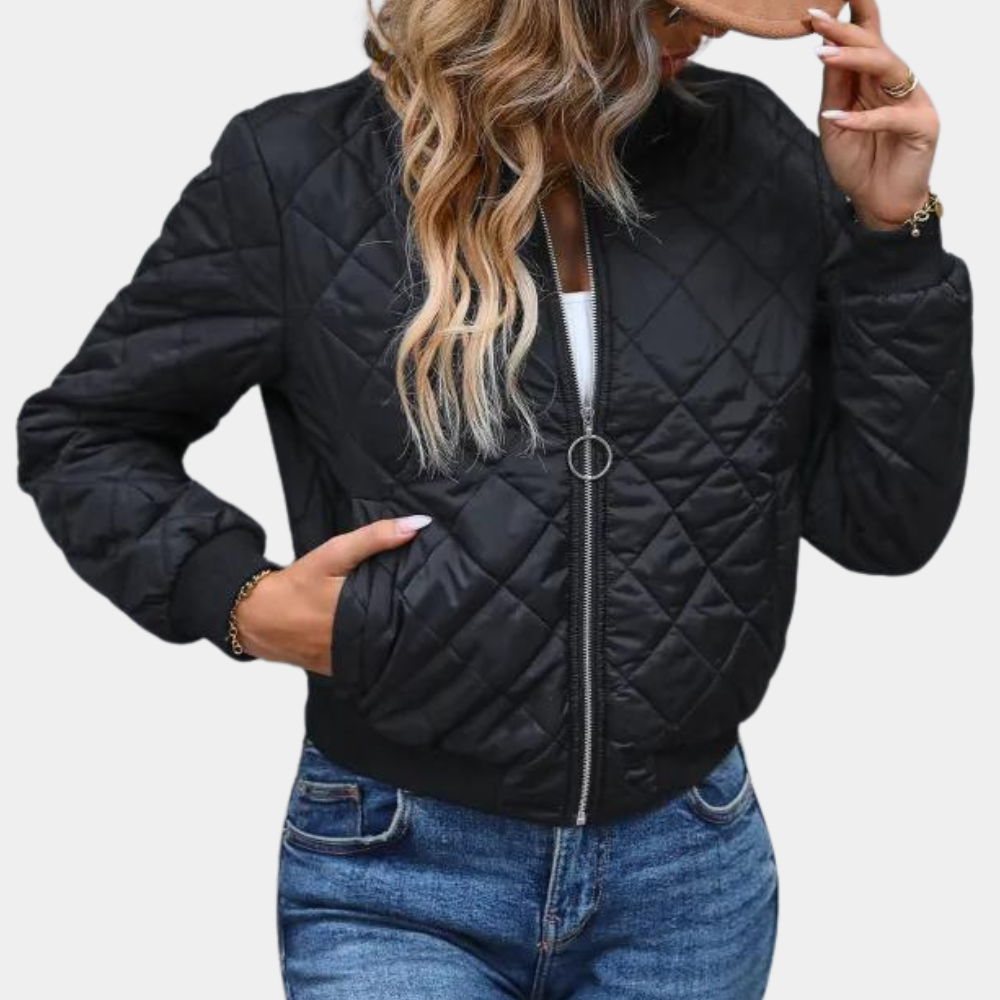 Luxury Women's Quilted Diamond Jacket - VogeLuxe