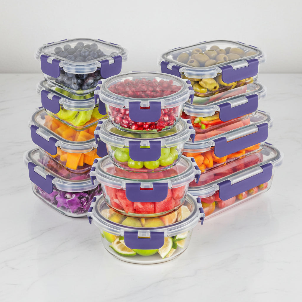 Clear Kitchen Storage Containers Leakproof Glass Meal Prep Set