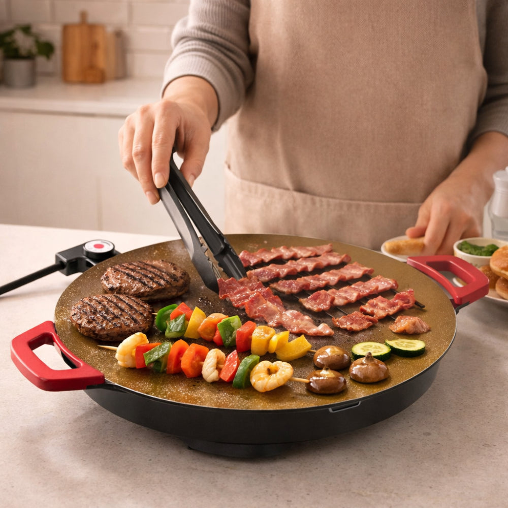 Non Stick Cast Iron Indoor Grill Pan Cooking Skillet - VogeLuxe
