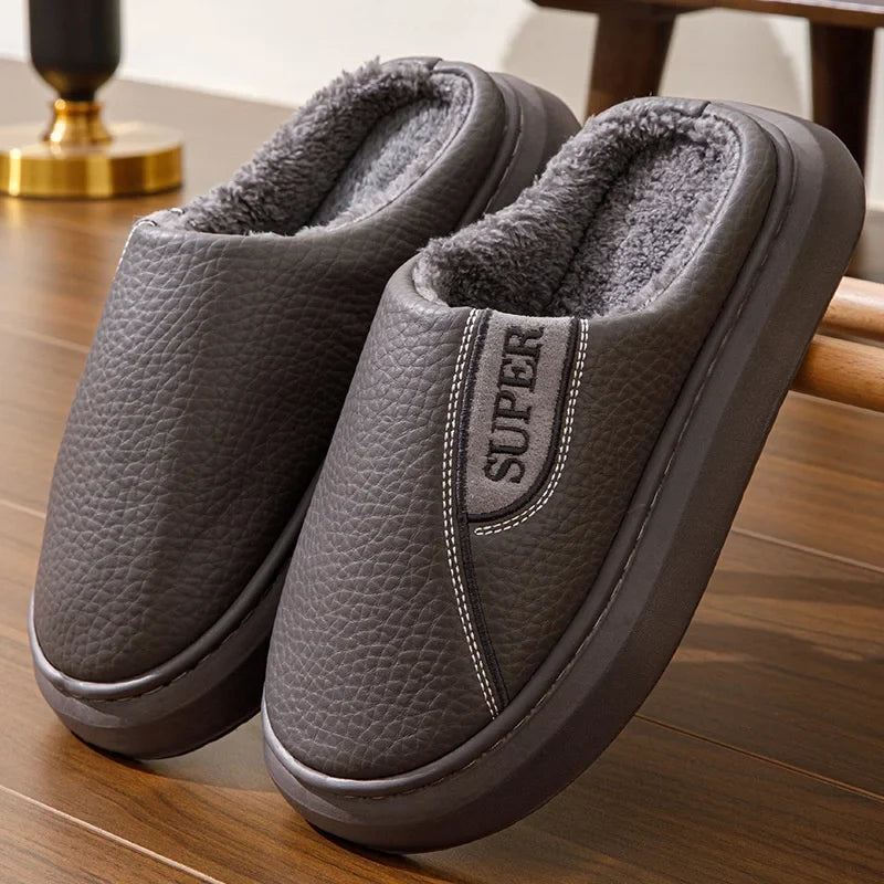 Large Mens Warm Fleece Lined Indoor Slippers - BritishElegance