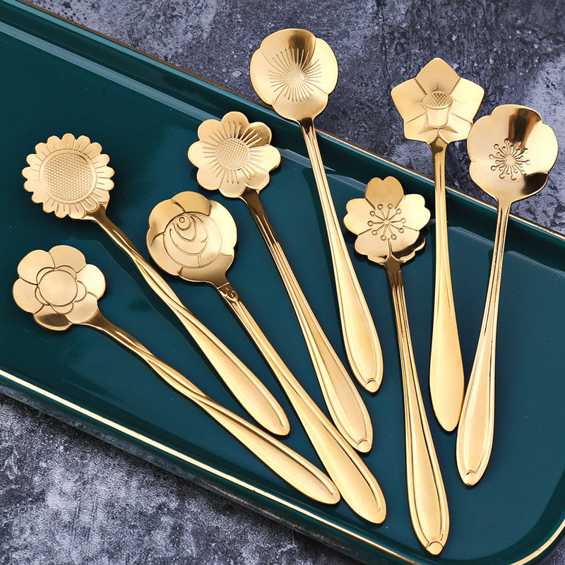 Stainless Steel Floral Tea Spoon Set - VogeLuxe