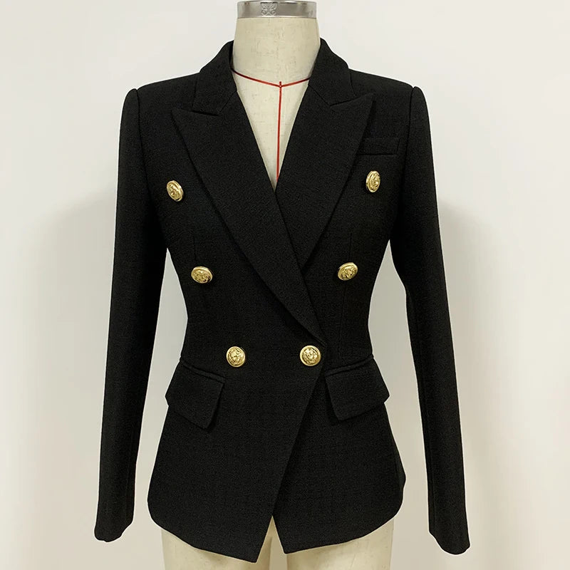 Luxury Double-Breasted Lady's Jacket with Metal Buttons
