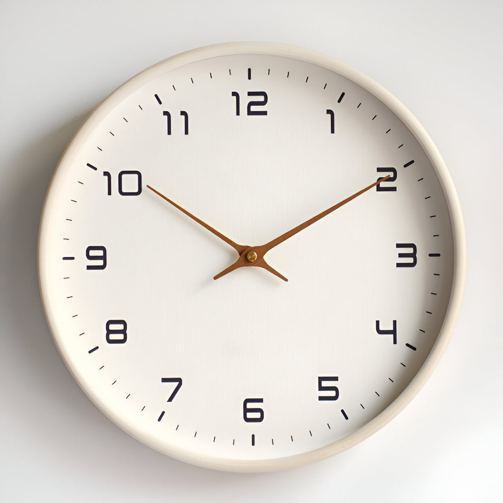 Quiet Wooden Round Wall Clock Decorative Home Timepiece
