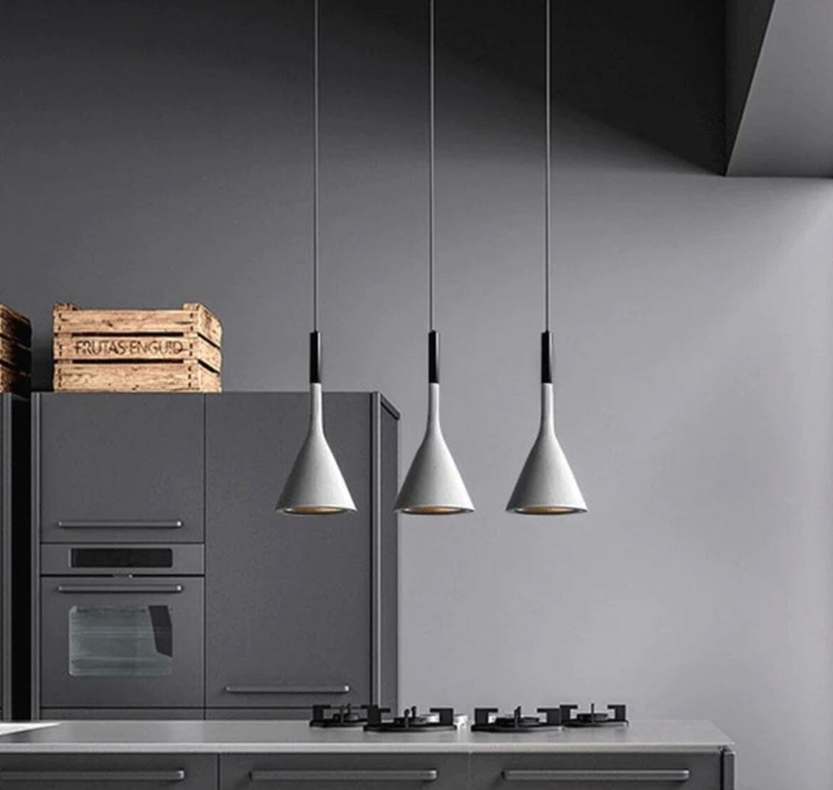 Contemporary Grey Pendant Kitchen Lights, 3 Pack - VogeLuxe