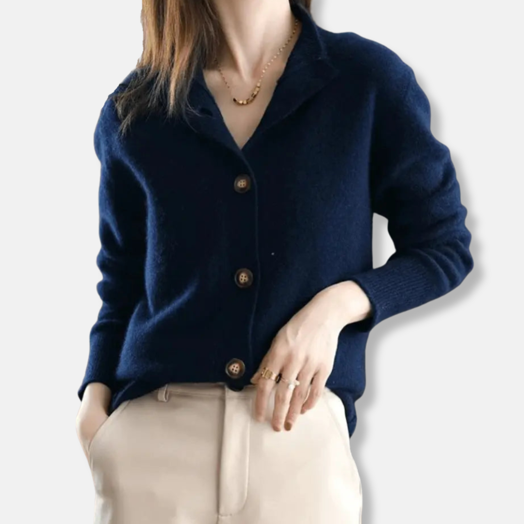 Isla Wool Relaxed Fit Cardigan | Collared Button Front Cardigan 5