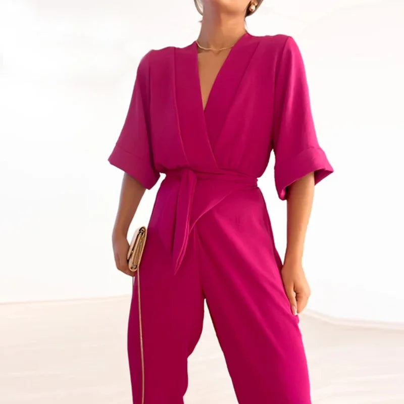 Slim Fit Women's Classic Jumpsuit with Cinched Waist