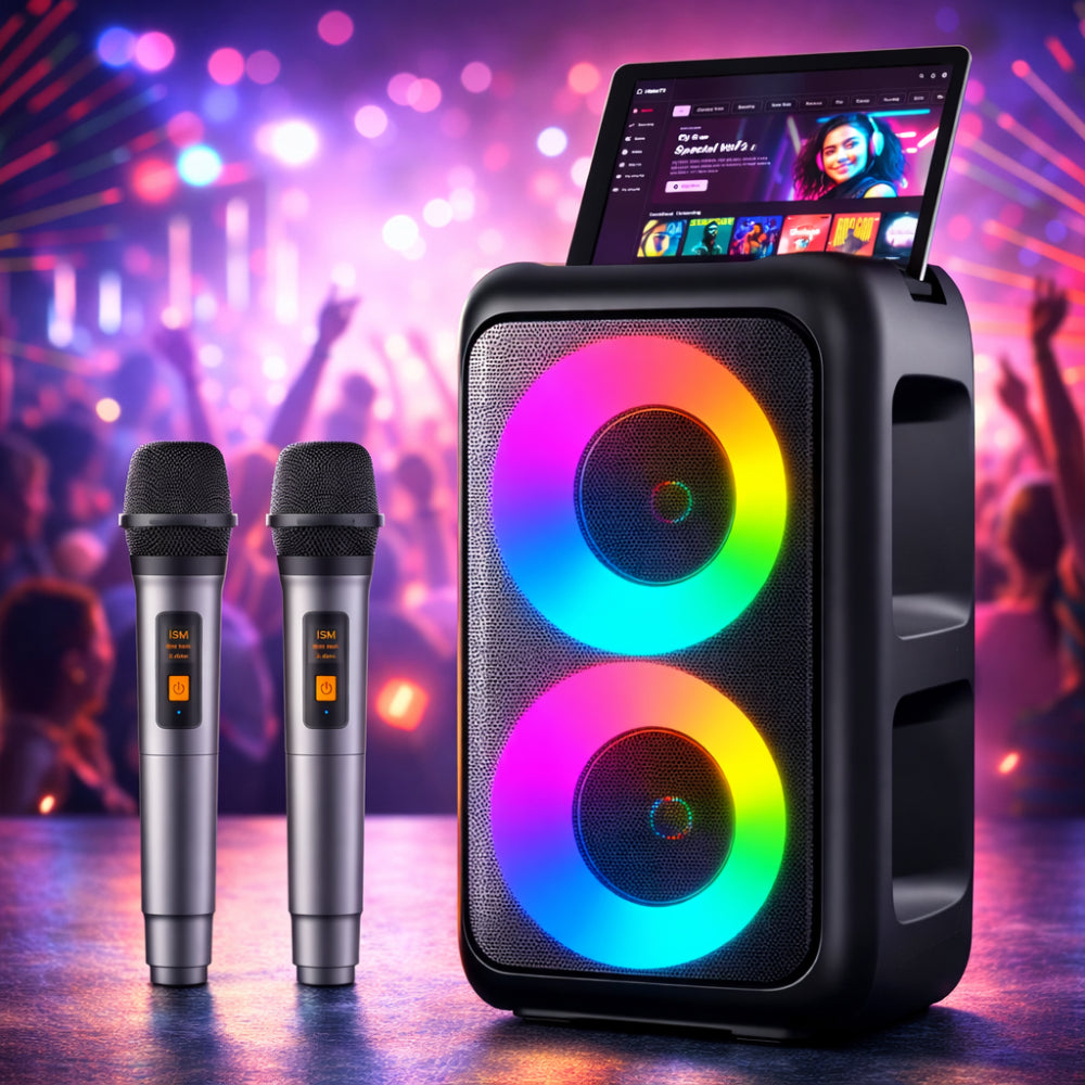Rechargeable Karaoke System Wireless Mic Speaker - VogeLuxe