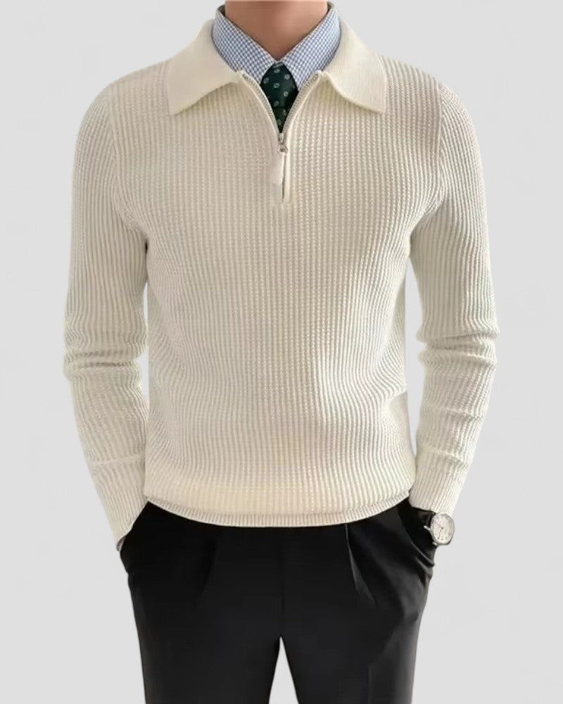 VogeLuxe | Men’s Ribbed Knit Polo