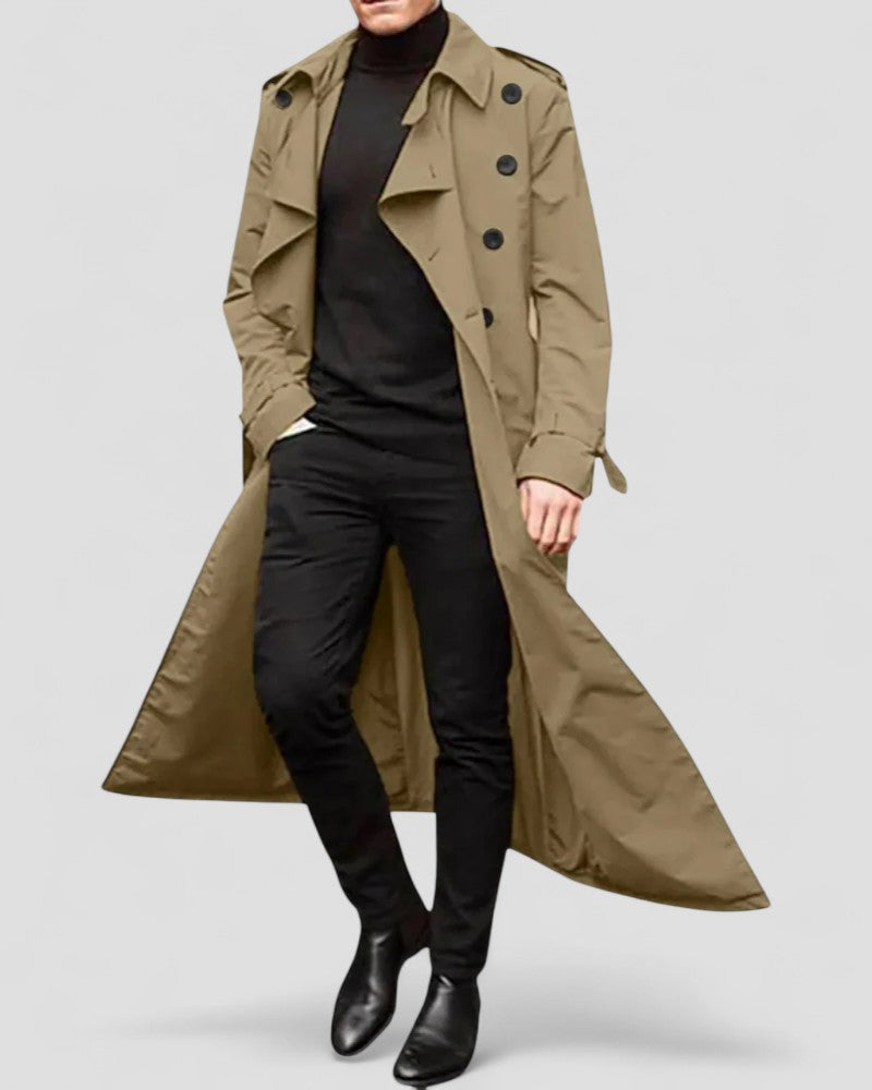 VogeLuxe | Men’s Classic Double-Breasted Trench Coat