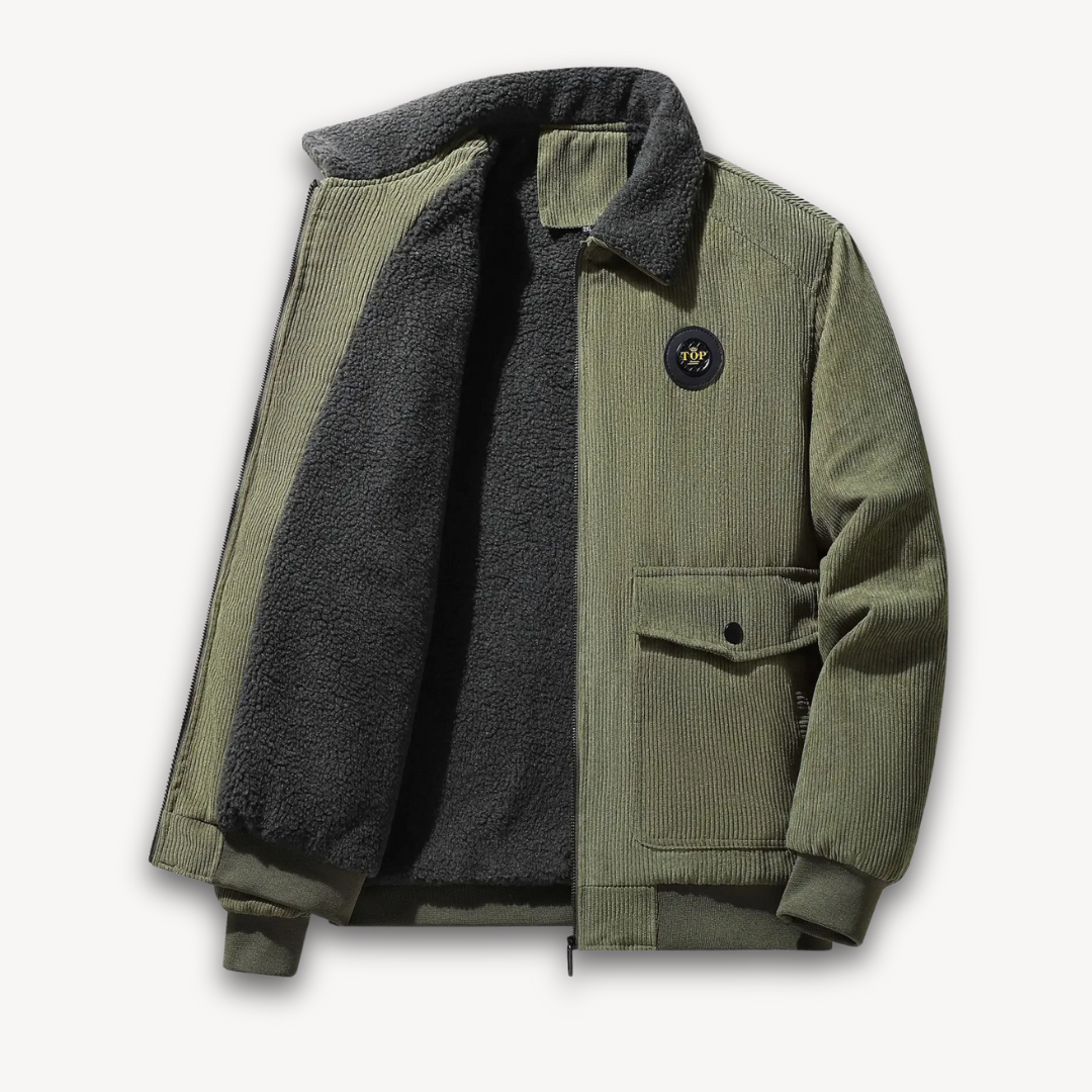 VogeLuxe | Men’s Corduroy Sherpa Lined Bomber Jacket