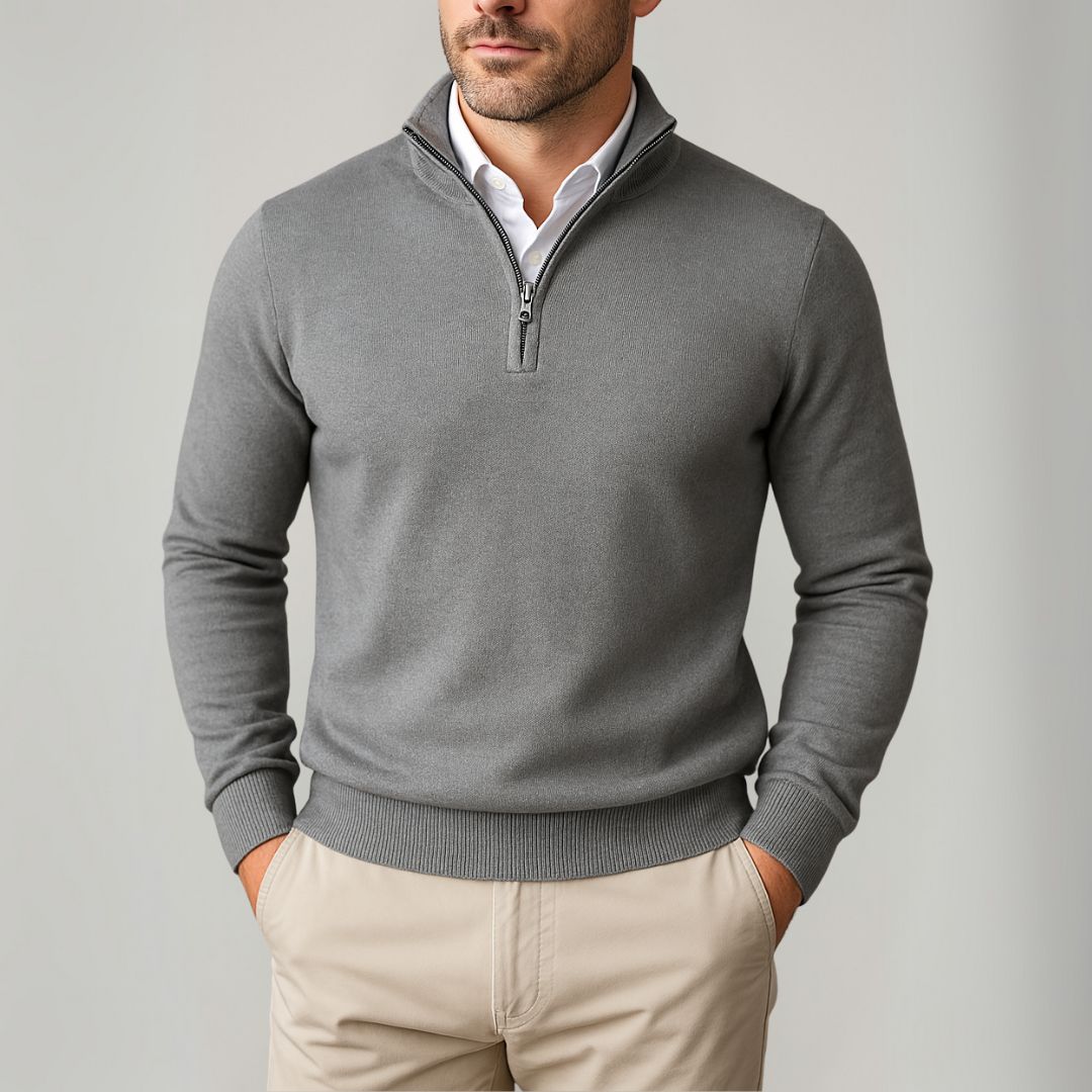 VogeLuxe | Men’s Polished Zip-Collar Knit