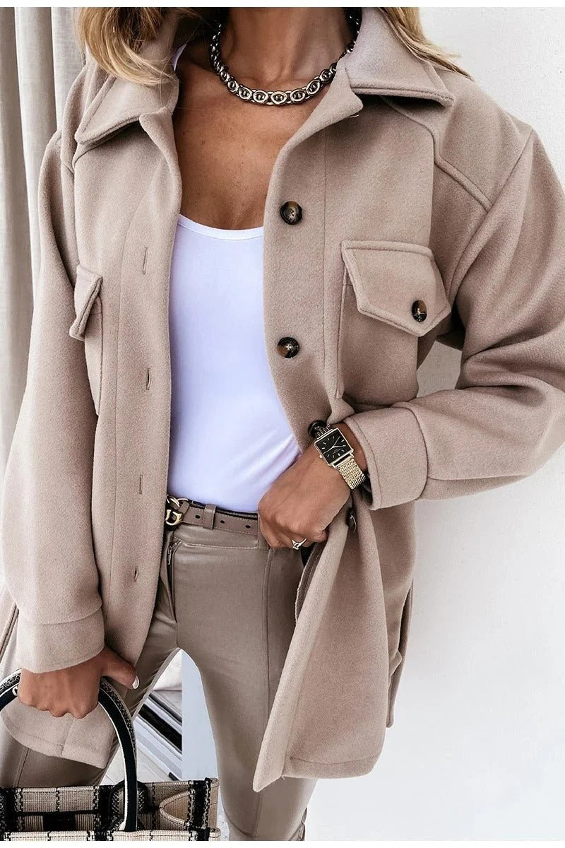 Relaxed Fit Women's Button Down Shirt Jacket