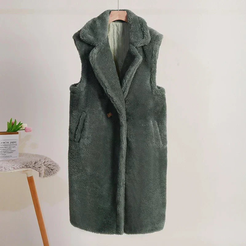 Chic Ladies' Sleeveless Double Button Long Waistcoat
