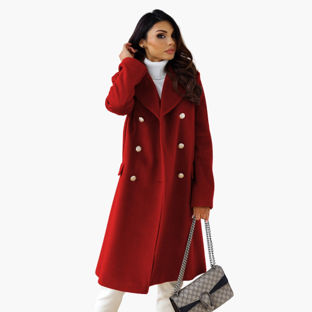 Luxury Women's Long Wool Overcoat - Classic Tailored Coat