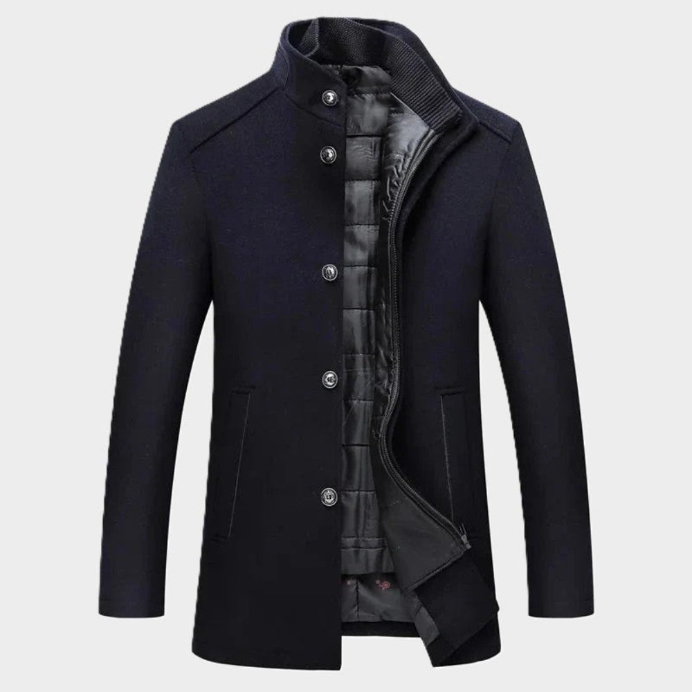 Men's Quilted Parka Coat Button Front Warm Outdoor Jacket