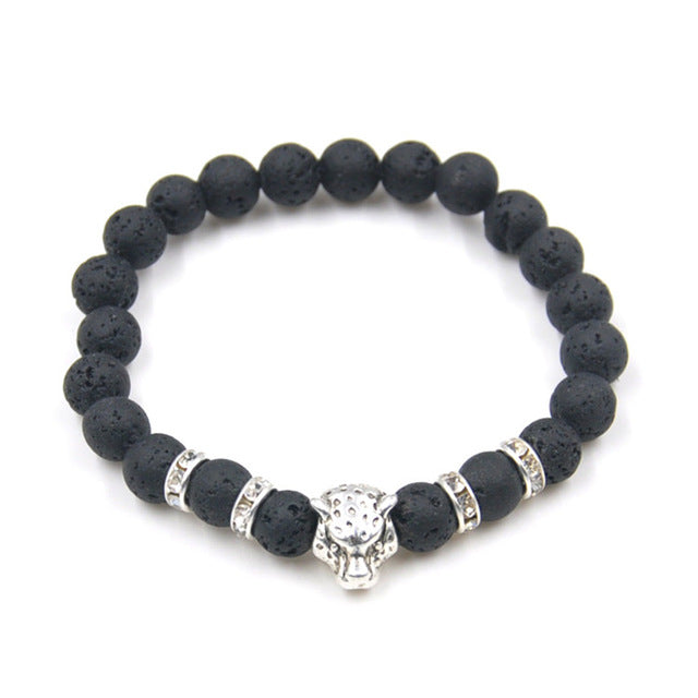 Men's Leather Animal Print Adjustable Bracelet