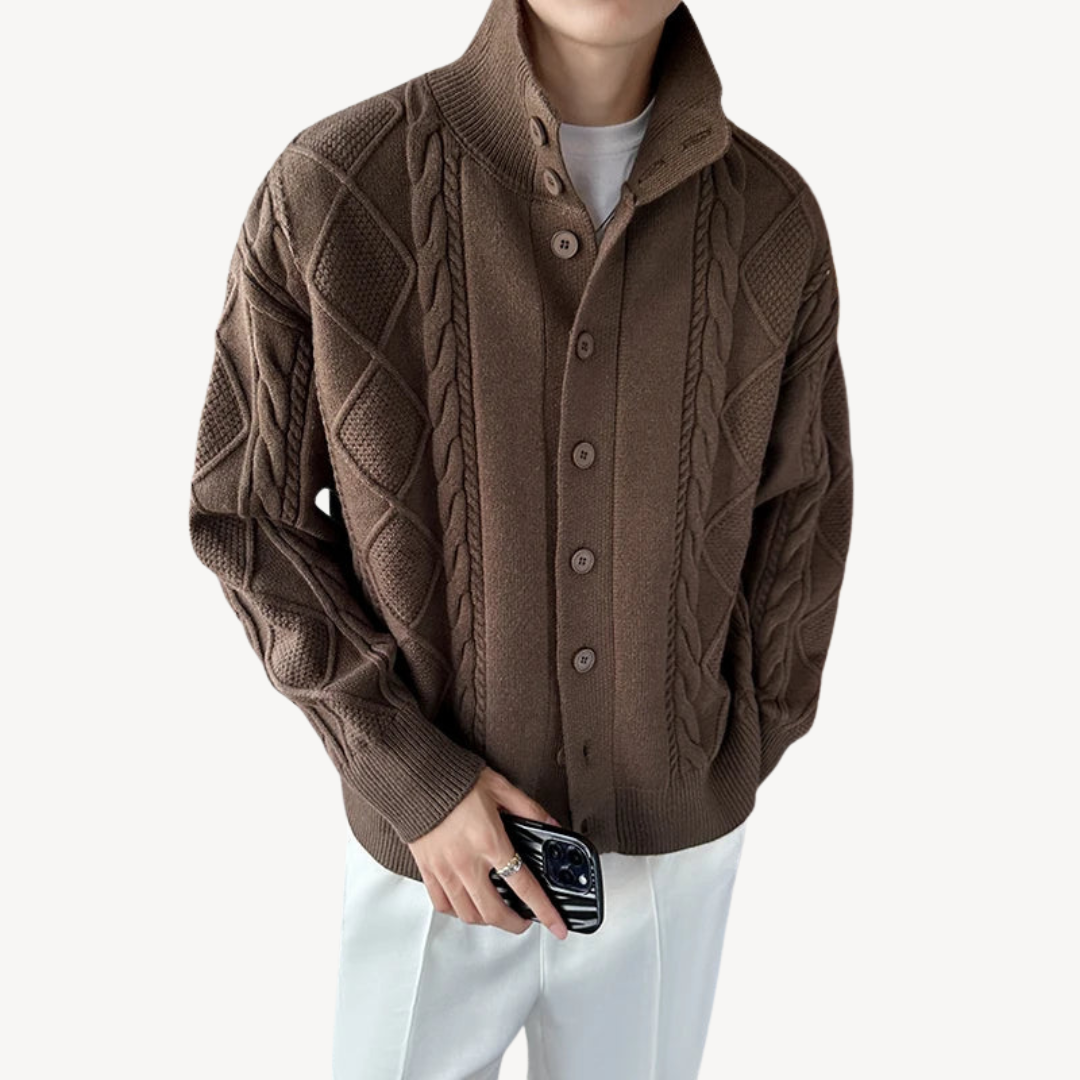 VogeLuxe | Men’s Textured Cable Knit Cardigan