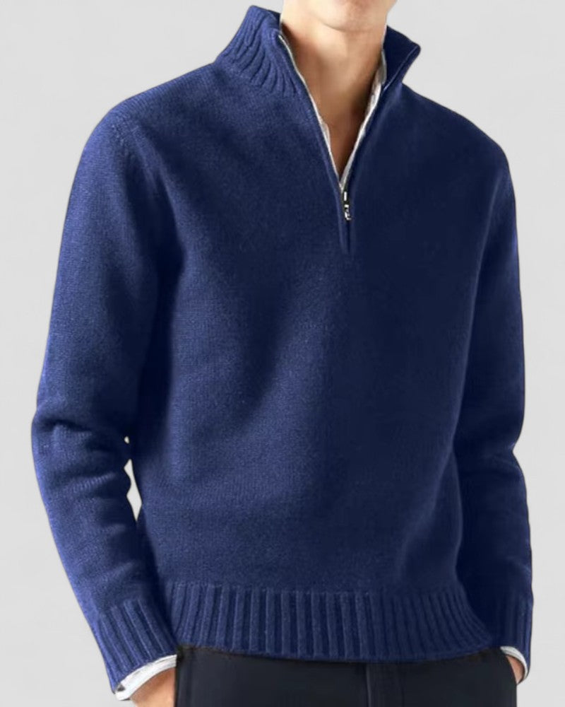 VogeLuxe | Men’s Polished Zip-Neck Sweater