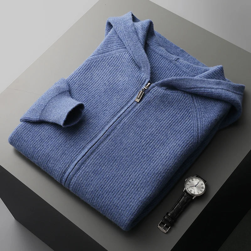 VogeLuxe | Men’s Textured Knit Zip Hoodie