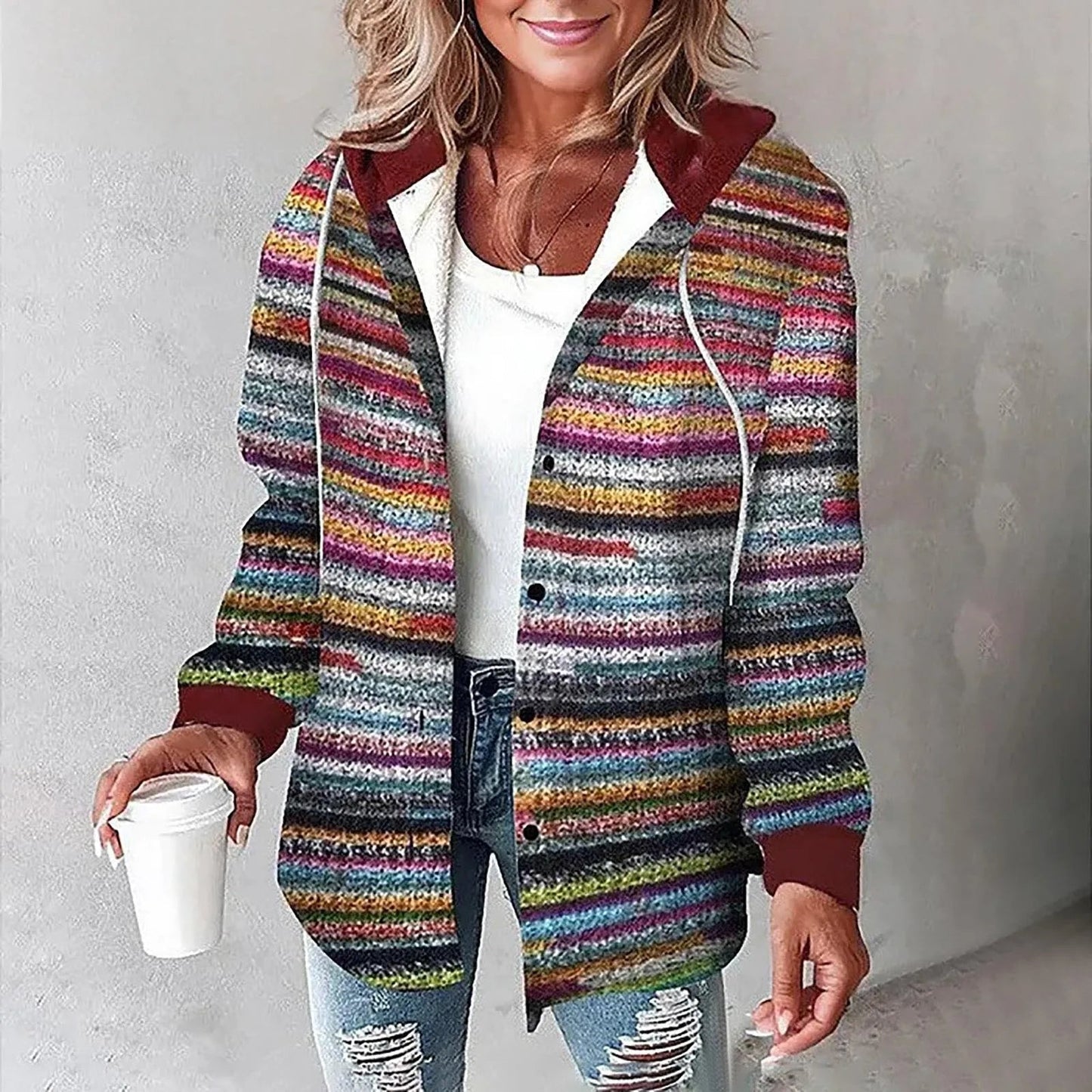 Ladies Plaid Flannel Shirt Jacket