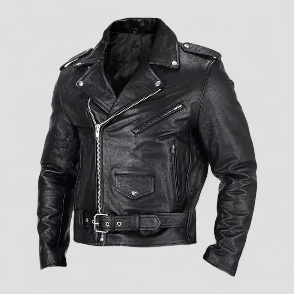 VogeLuxe | Men’s Classic Leather Moto Jacket