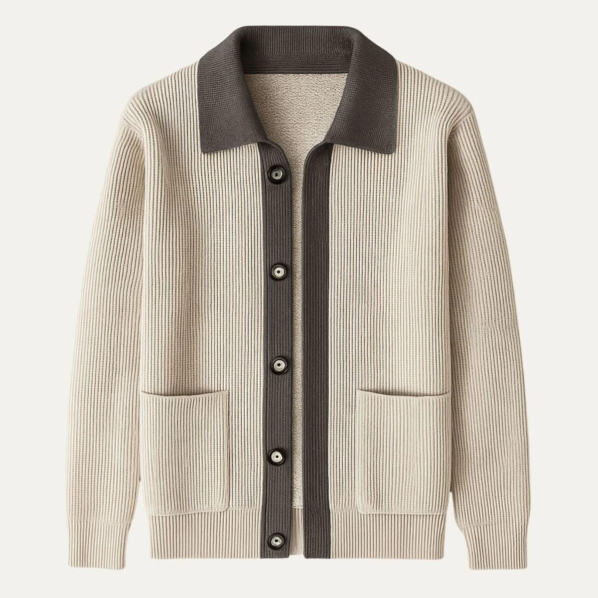 Men's Cotton Knit Button Up Cardigan with Pockets