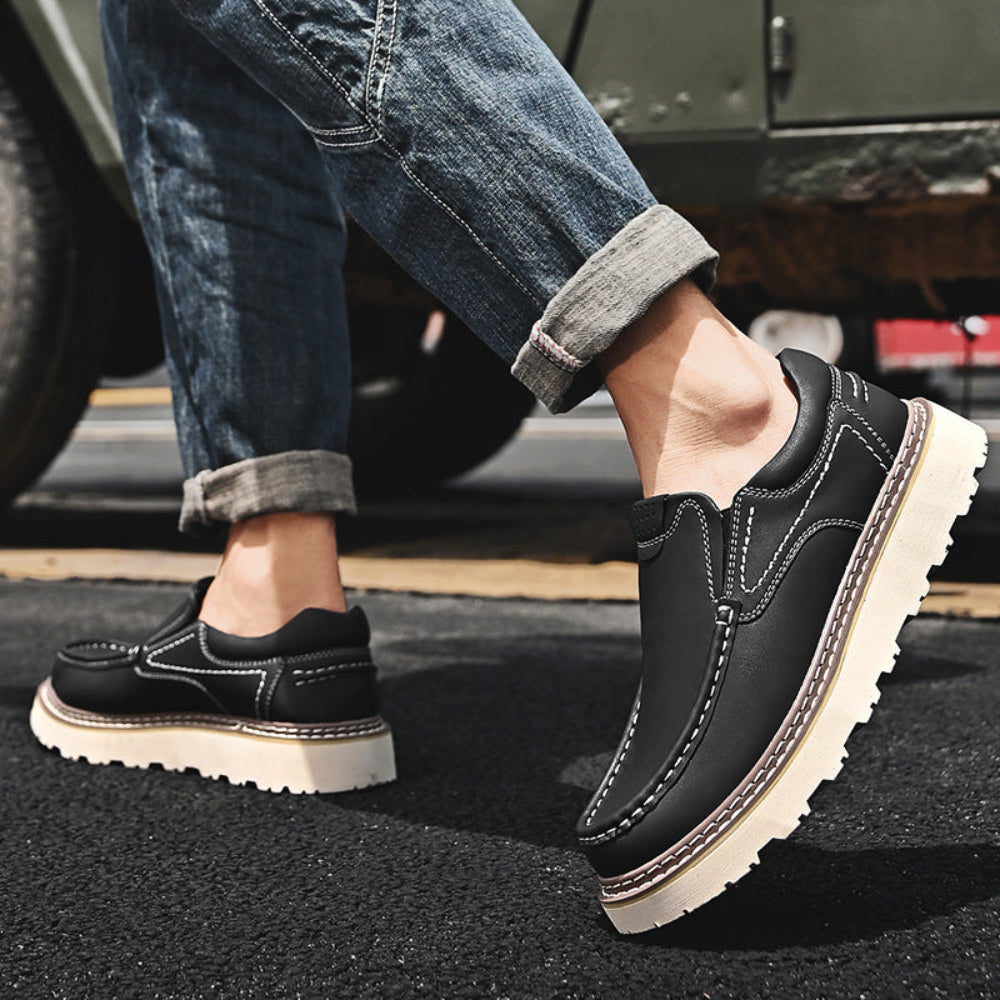 Men's Genuine Leather Slip On Walking Shoes