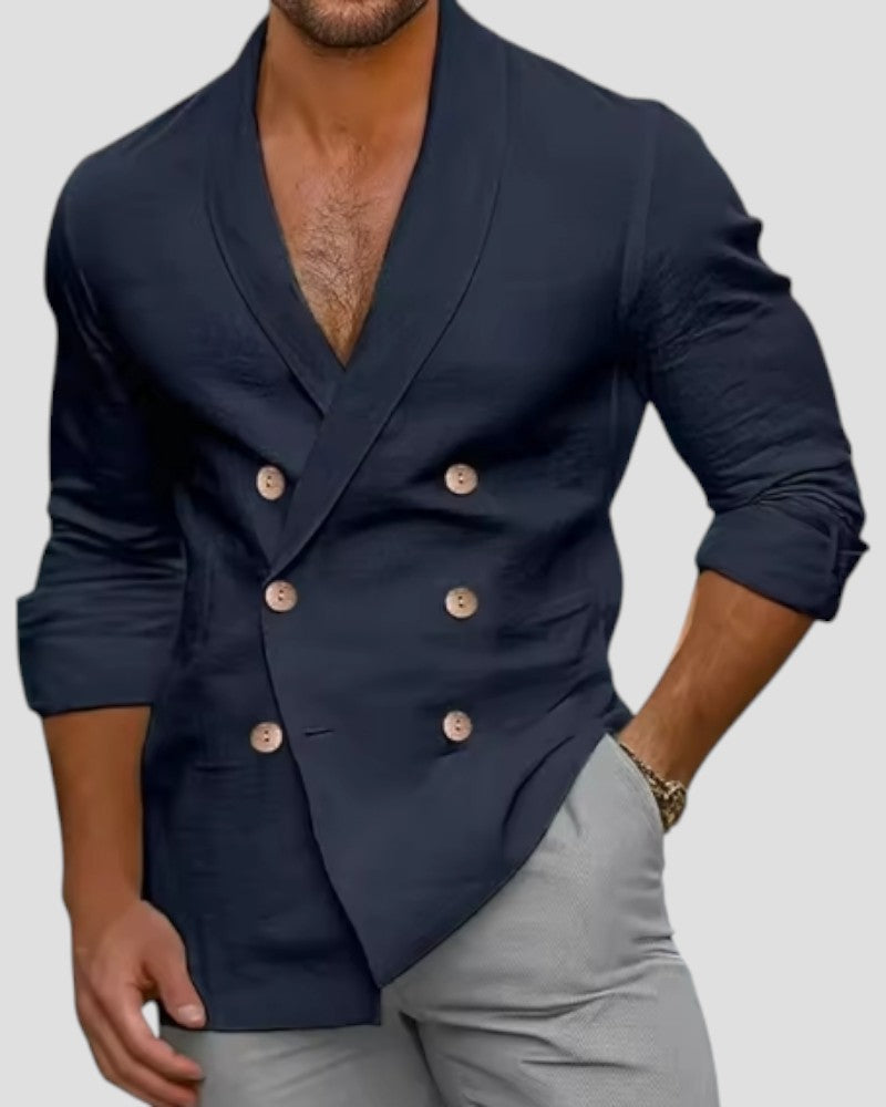 VogeLuxe | Men’s Relaxed Double-Breasted Shirt