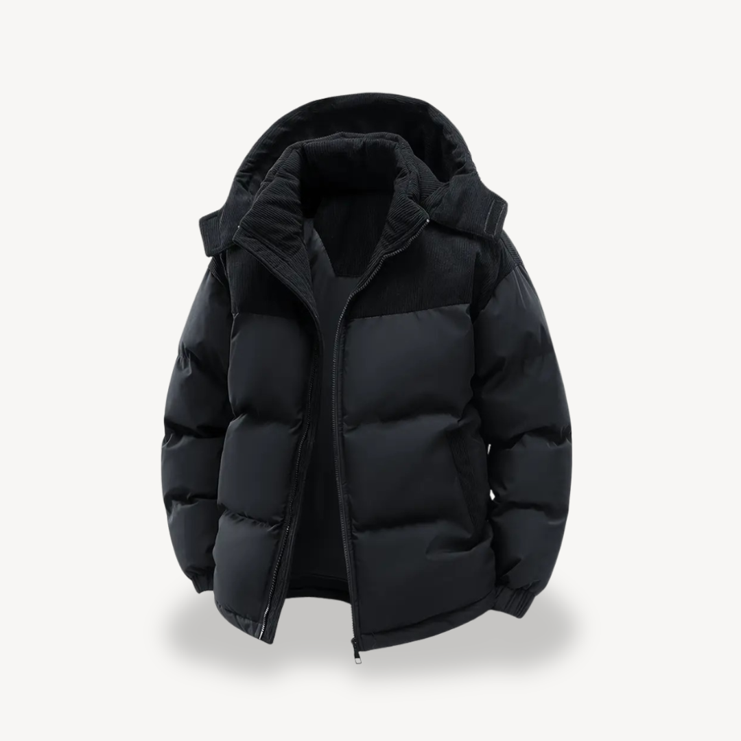 VogeLuxe | Men’s Corduroy Contrast Hooded Puffer