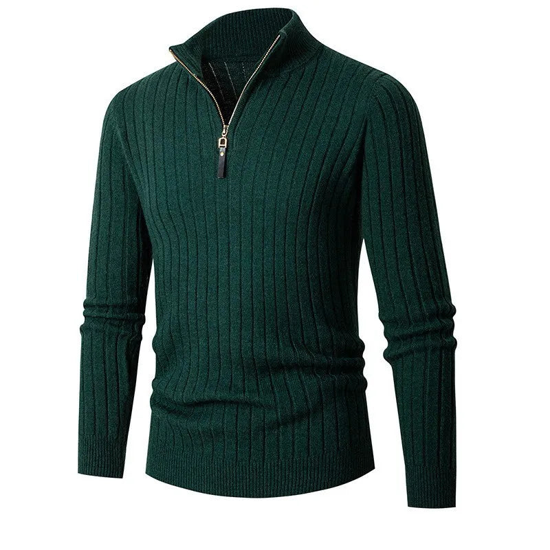 Men’s Ribbed Half-Zip Sweater – Neutral Tones 9